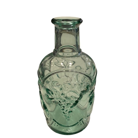 Vintage Recycled Decanter Green Glass Embossed with Fruit. Decanter/Wine Bottle - Picture 1 of 7